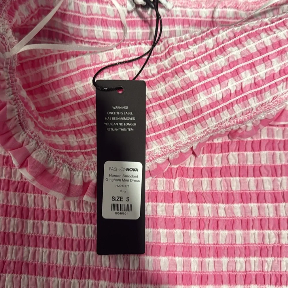 Gingham Pink Mini Dress - Picture 4 of 5